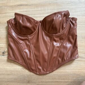 Urban Outfitters Chic Edgy Brown Faux Leather Corset
